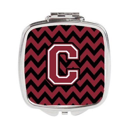 CAROLINES TREASURES Letter C Chevron Garnet and Black Compact Mirror CJ1052-CSCM